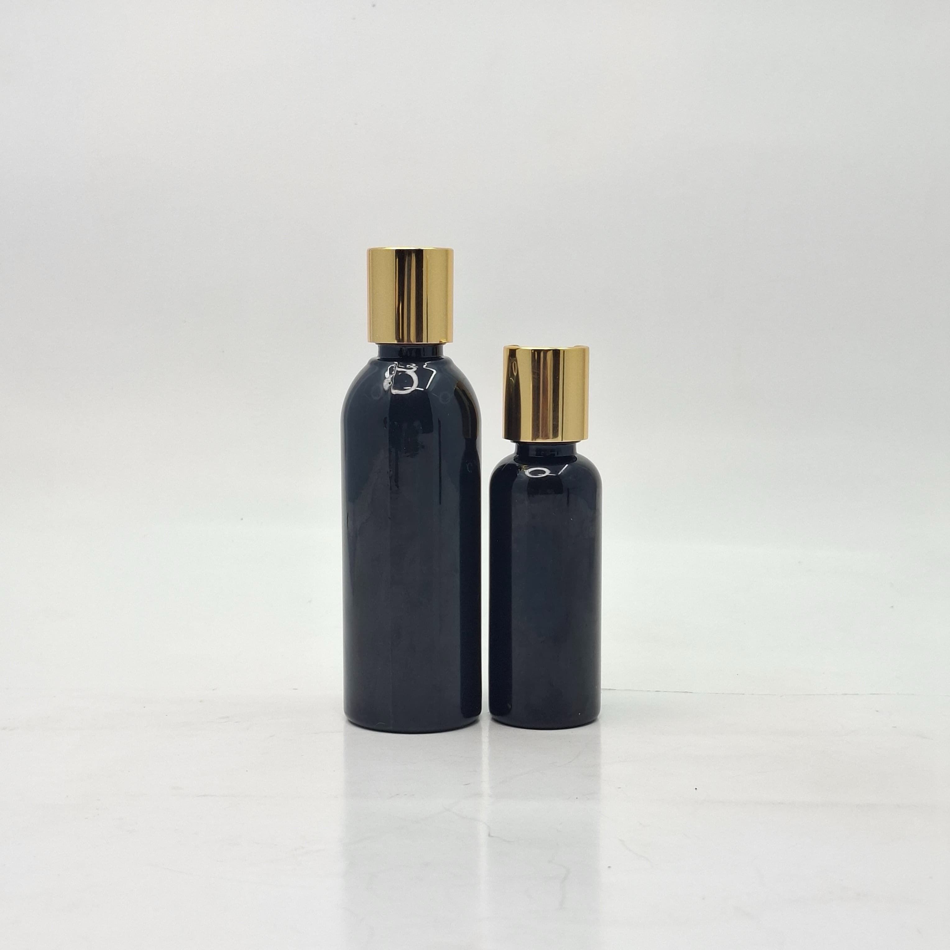 Thumbnail 2 of 100ml Round Nack Bottle Black - Press Cap Gold