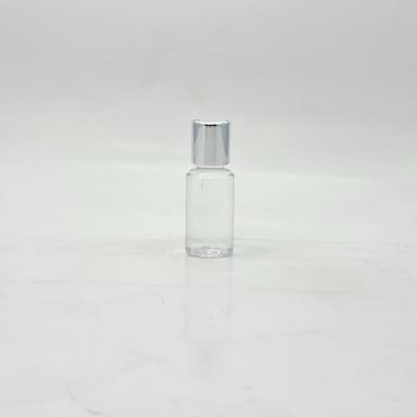 30ml Round Bottle Clear - Press Lid Silver
