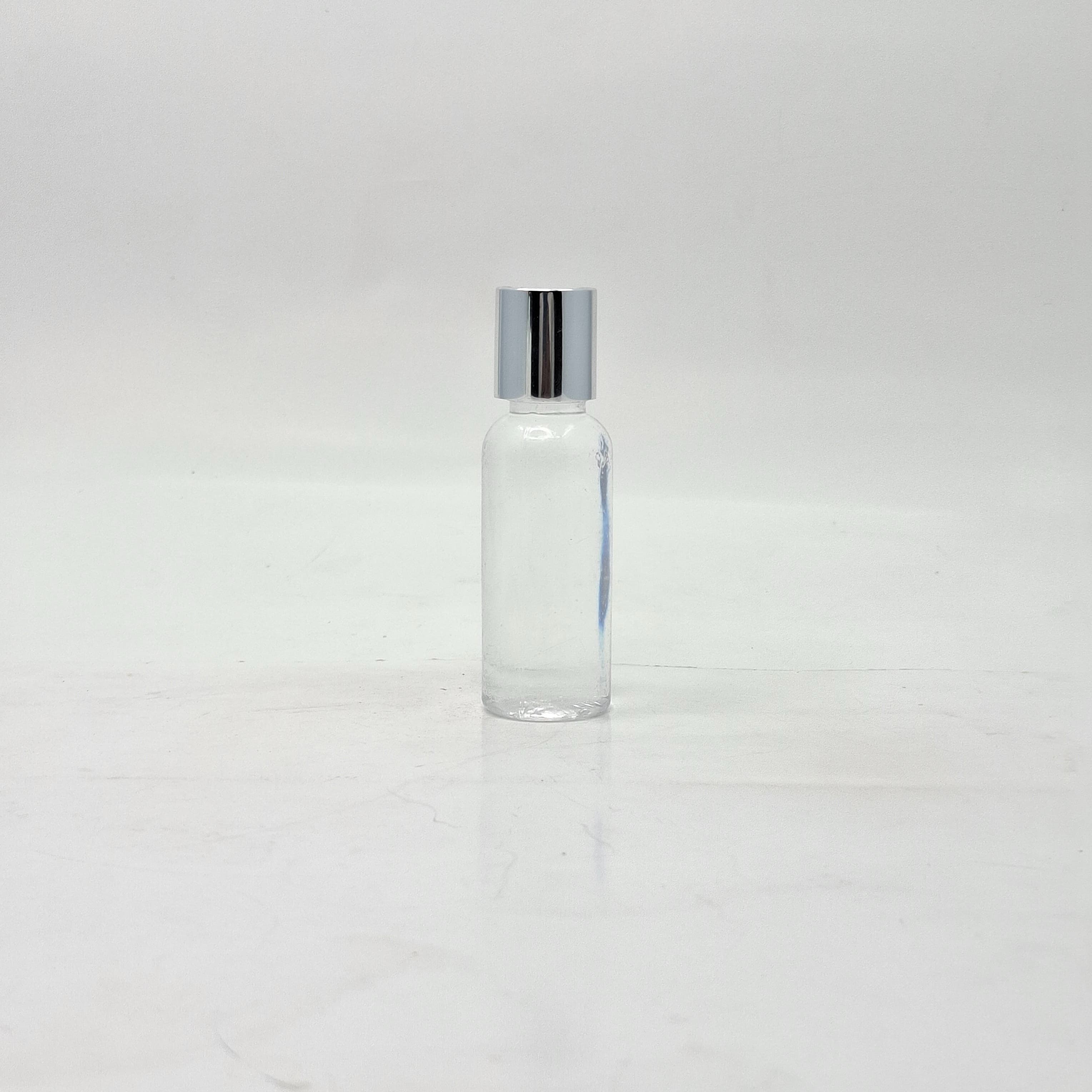 Main image of 40ml Round Bottle Clear - Press Lid Siver