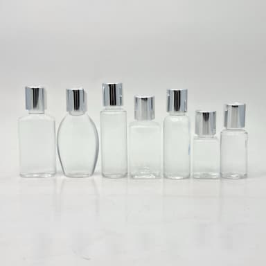 Clear Bottles - Press Lid Silver