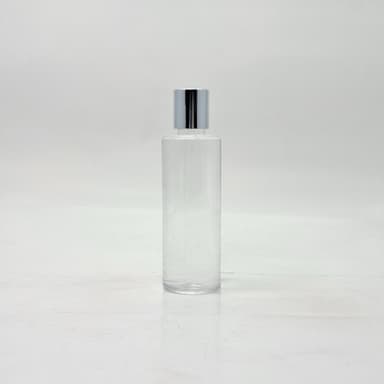 100ml Round Flat Nack Bottle Clear - Press Lid Silver