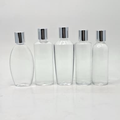 Clear Bottles - Press Lid Silver