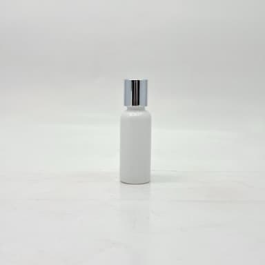 40ml Round Bottle White - Press Lid Silver 