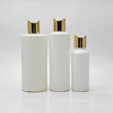 Round HDPE White Bottle - Press Lid Gold