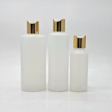 Round HDPE Clear Bottle - Press Lid Gold
