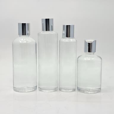 Clear Bottles - Press Lid Silver