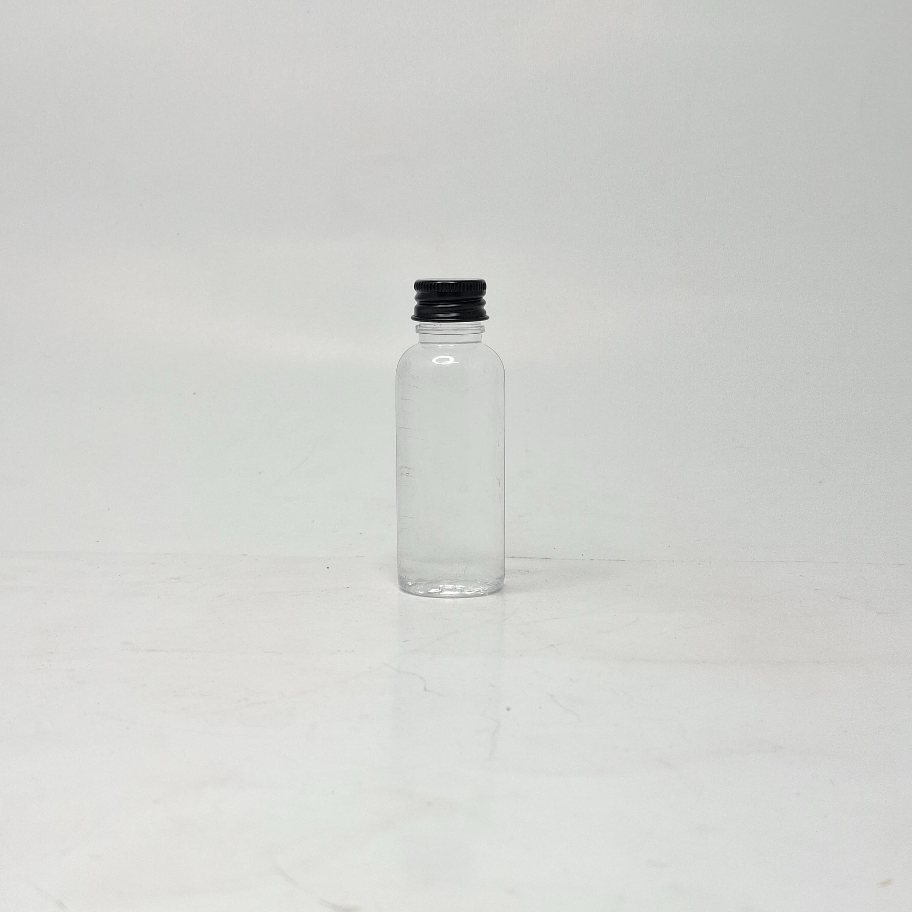 Main image of 40ml Round Botlle Clear - Aluminium Lid Black