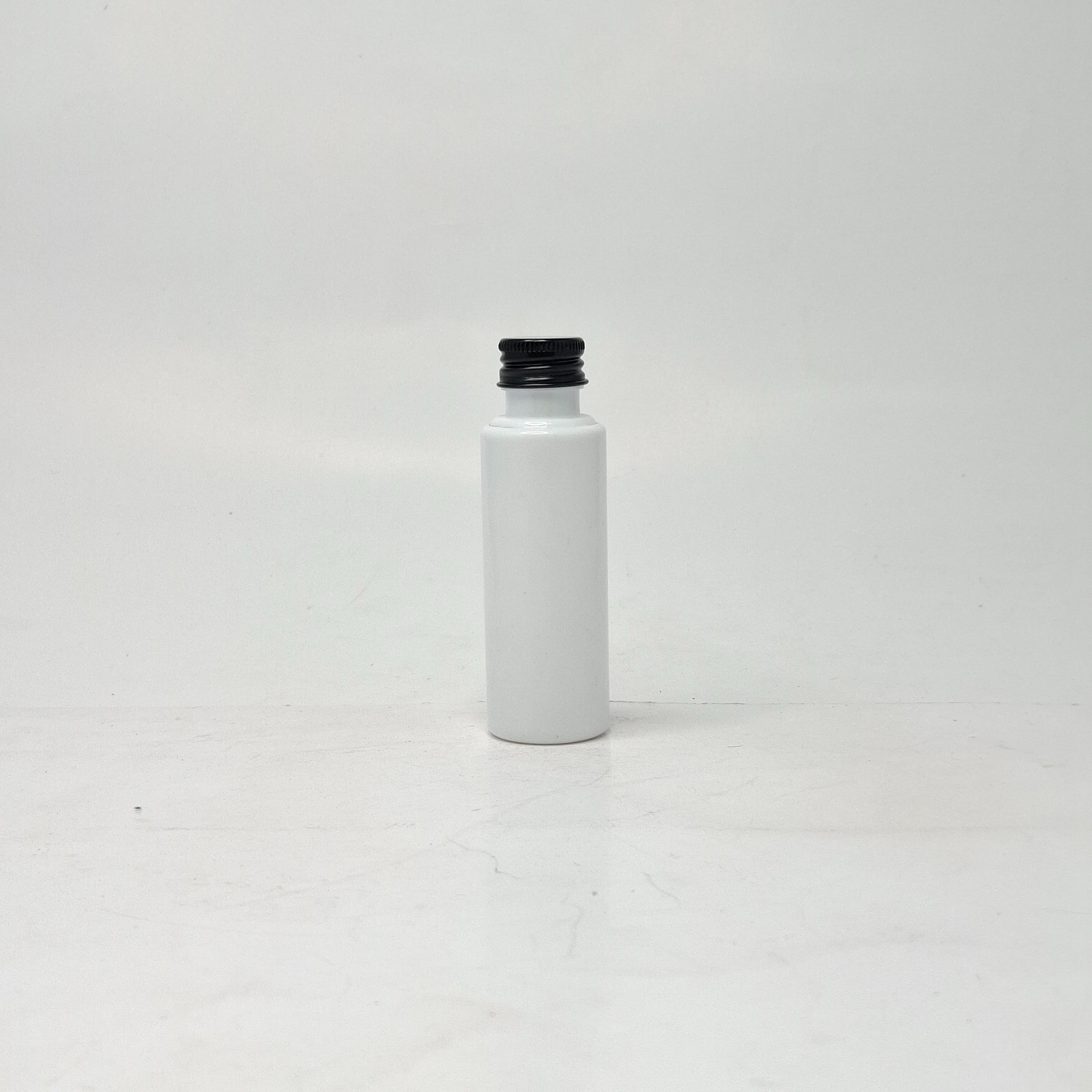 Main image of 50ml Round Bottle White - Alu Cap Black