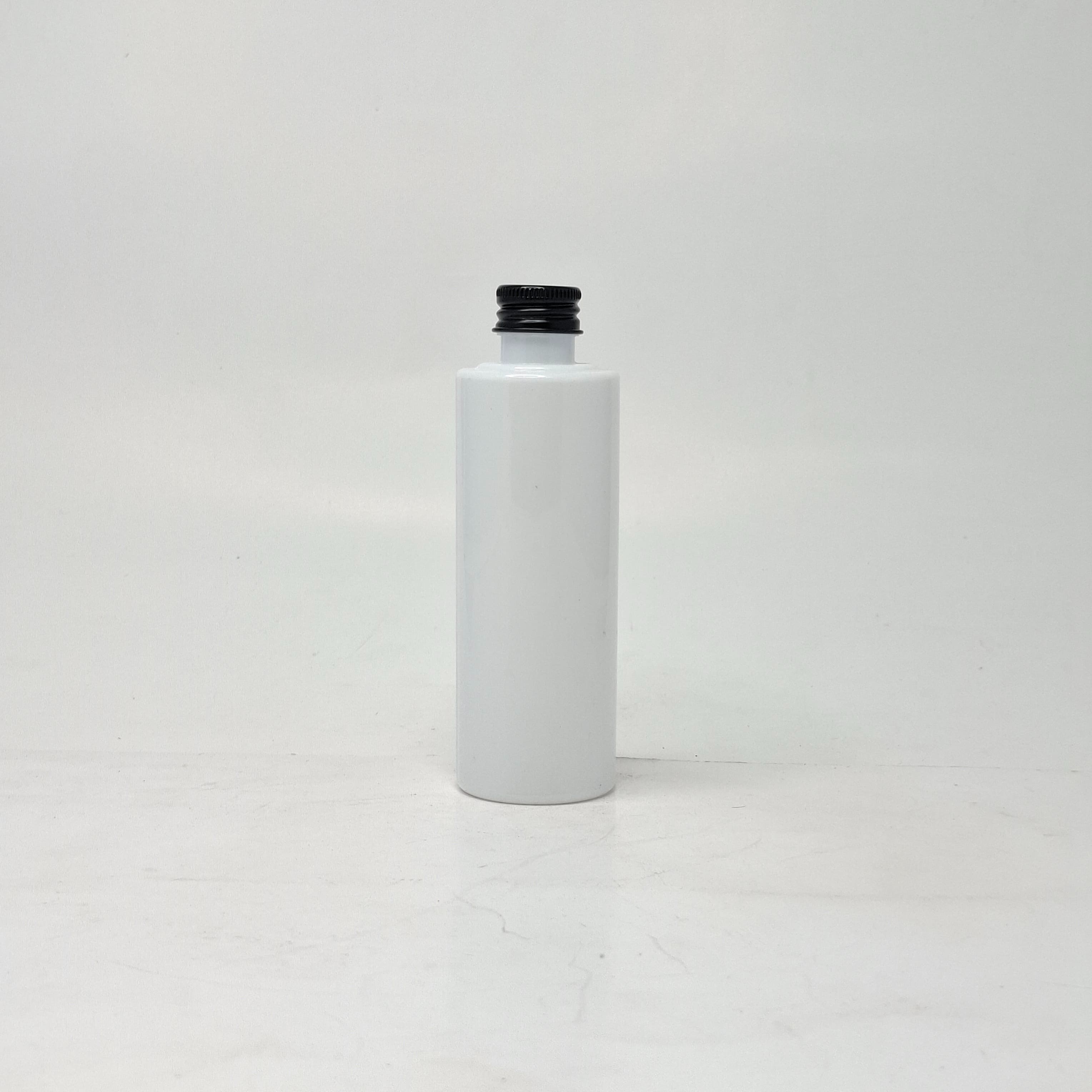 Main image of 100ml Round Flat Nack Bottle White - Alu Cap Black