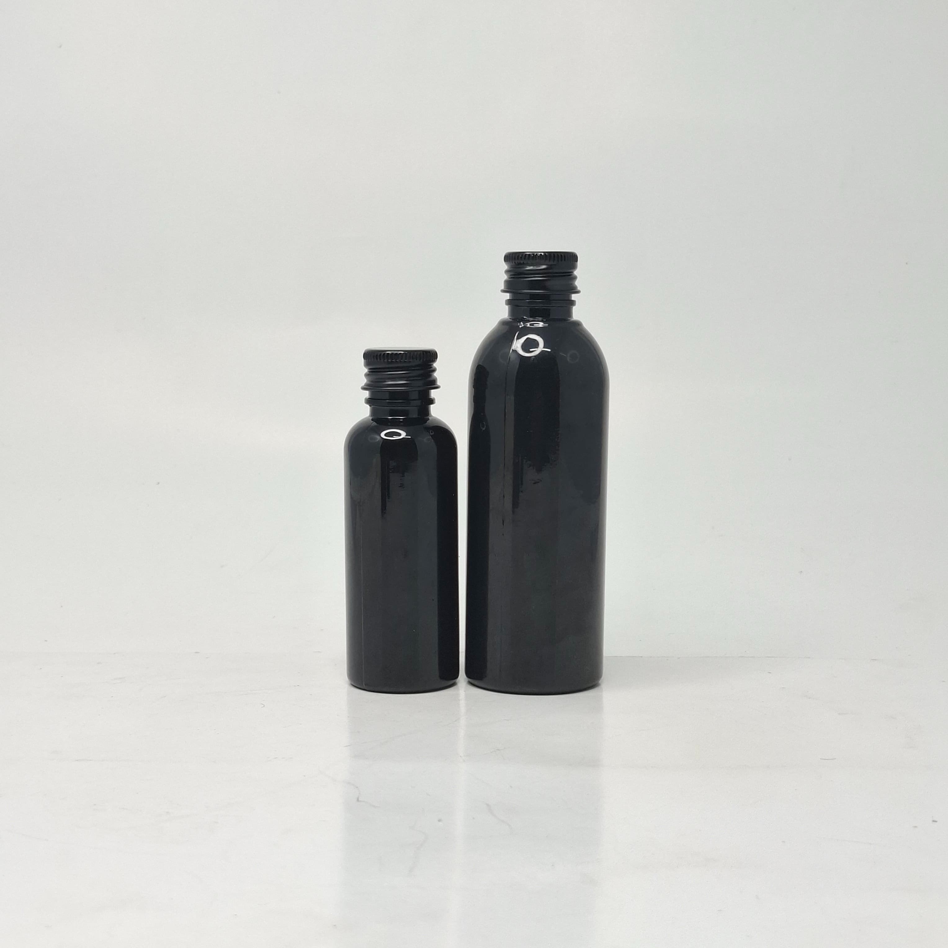 Main image of 50ml-100ml Round Black Bottle - Alu Cap Black
