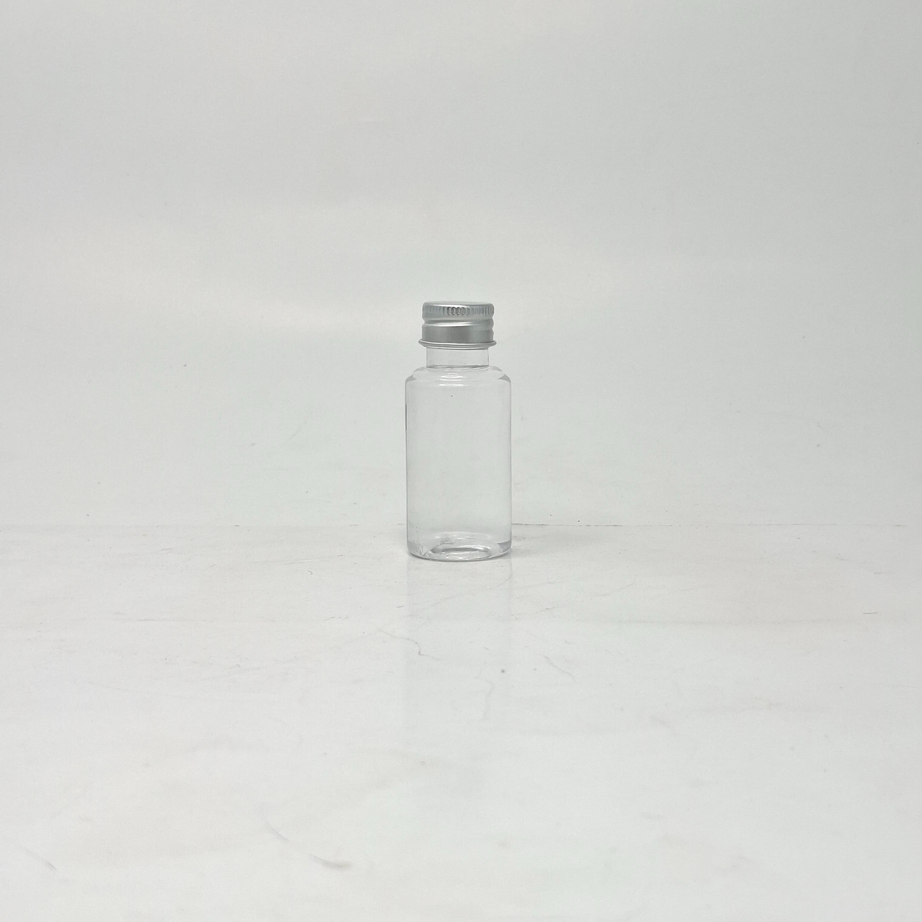 Main image of 30ml Round Bottle Clear - Alu Lid Silver