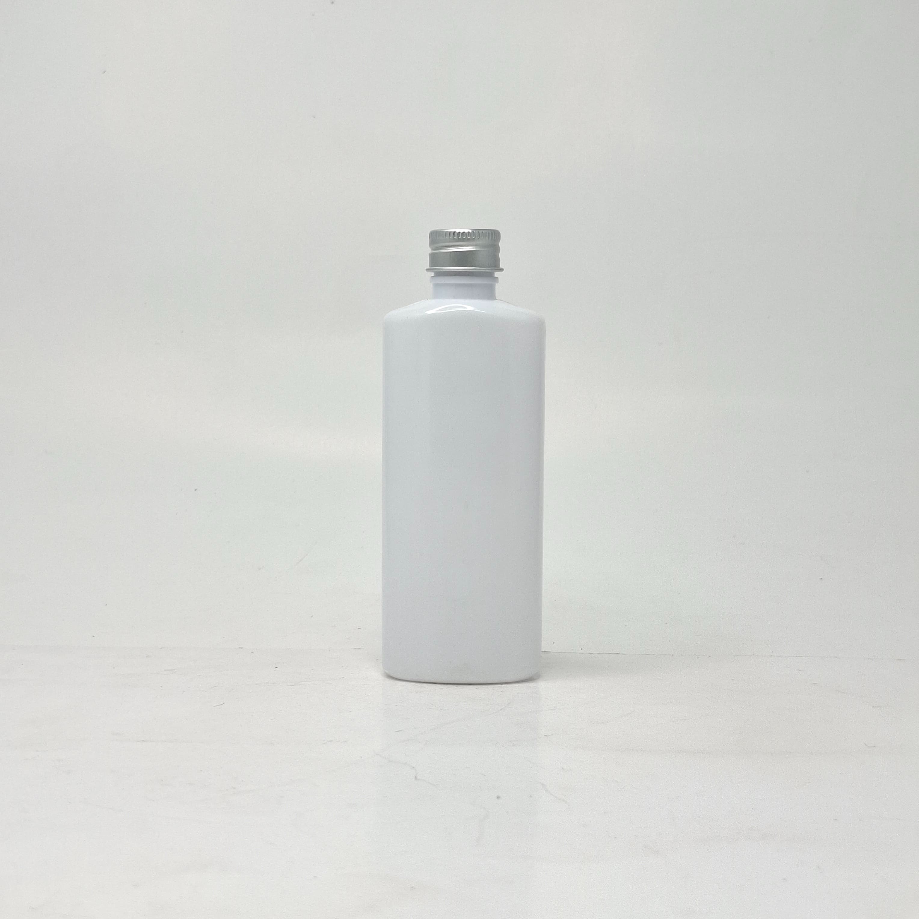Main image of 100ml Oval Bottle White - Alu Lid Silver