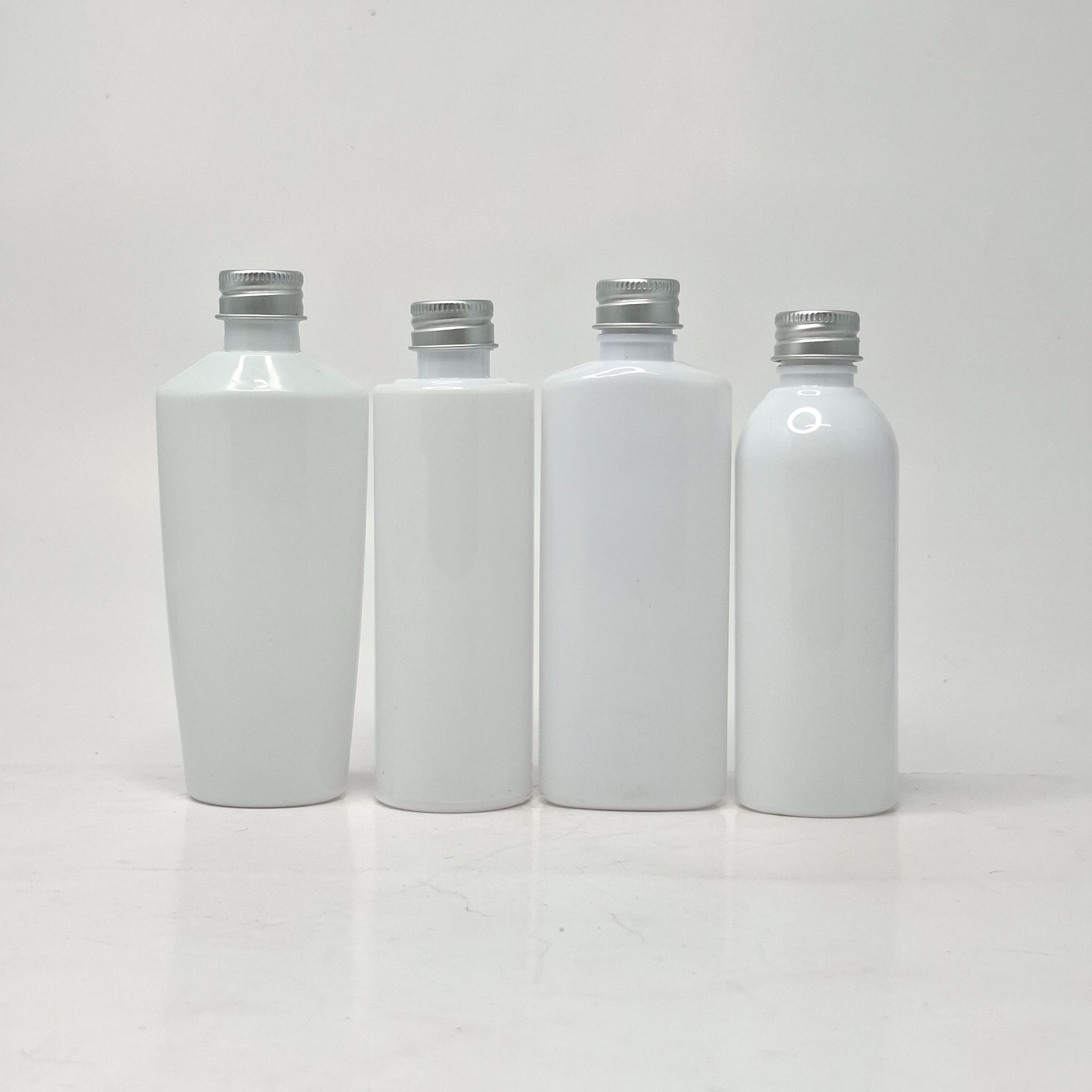 Thumbnail 2 of 100ml Round Flat Nack Bottle White - Alu Cap Silvar