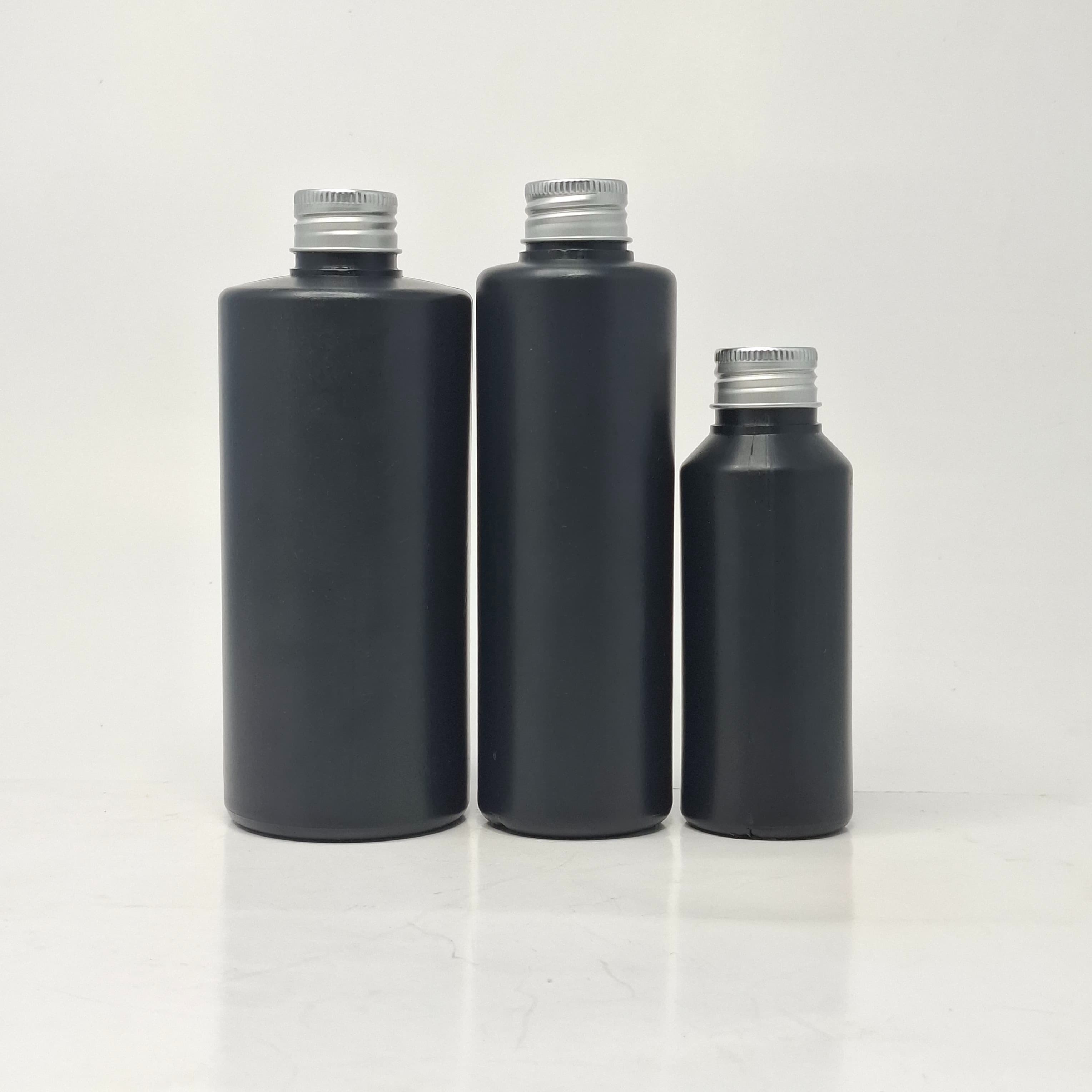 Main image of 100ml-340ml HDPE Black Bottle - Alu Cap Silver 