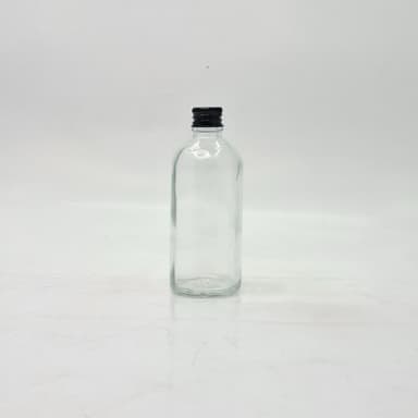100ml Clear Glass Bottle - Alu cap Black
