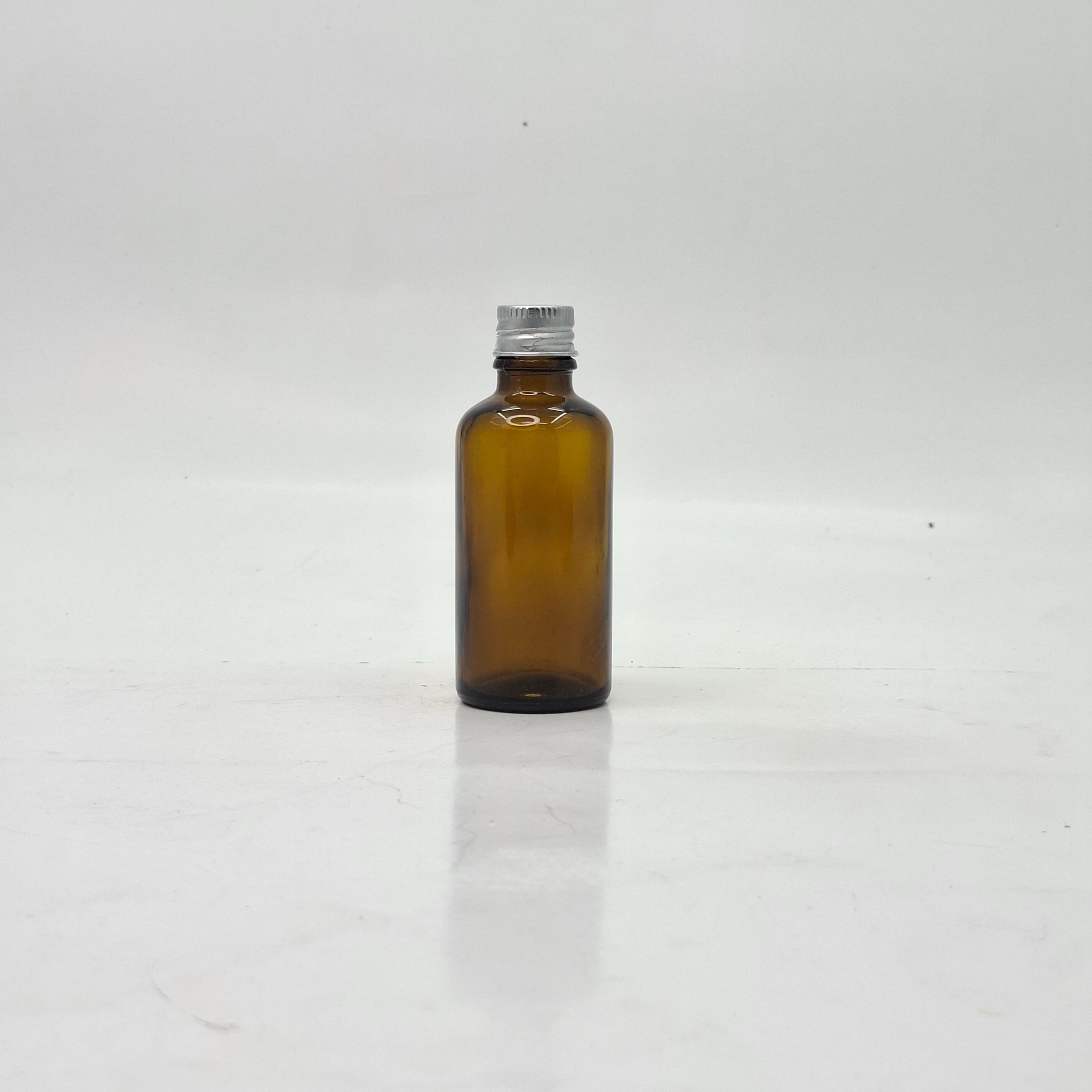 Main image of 50ml Amber Glass Bottle - Alu Cap Silver