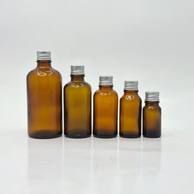 10ml-100ml Amber Glass Bottle - Alu Cap Silver