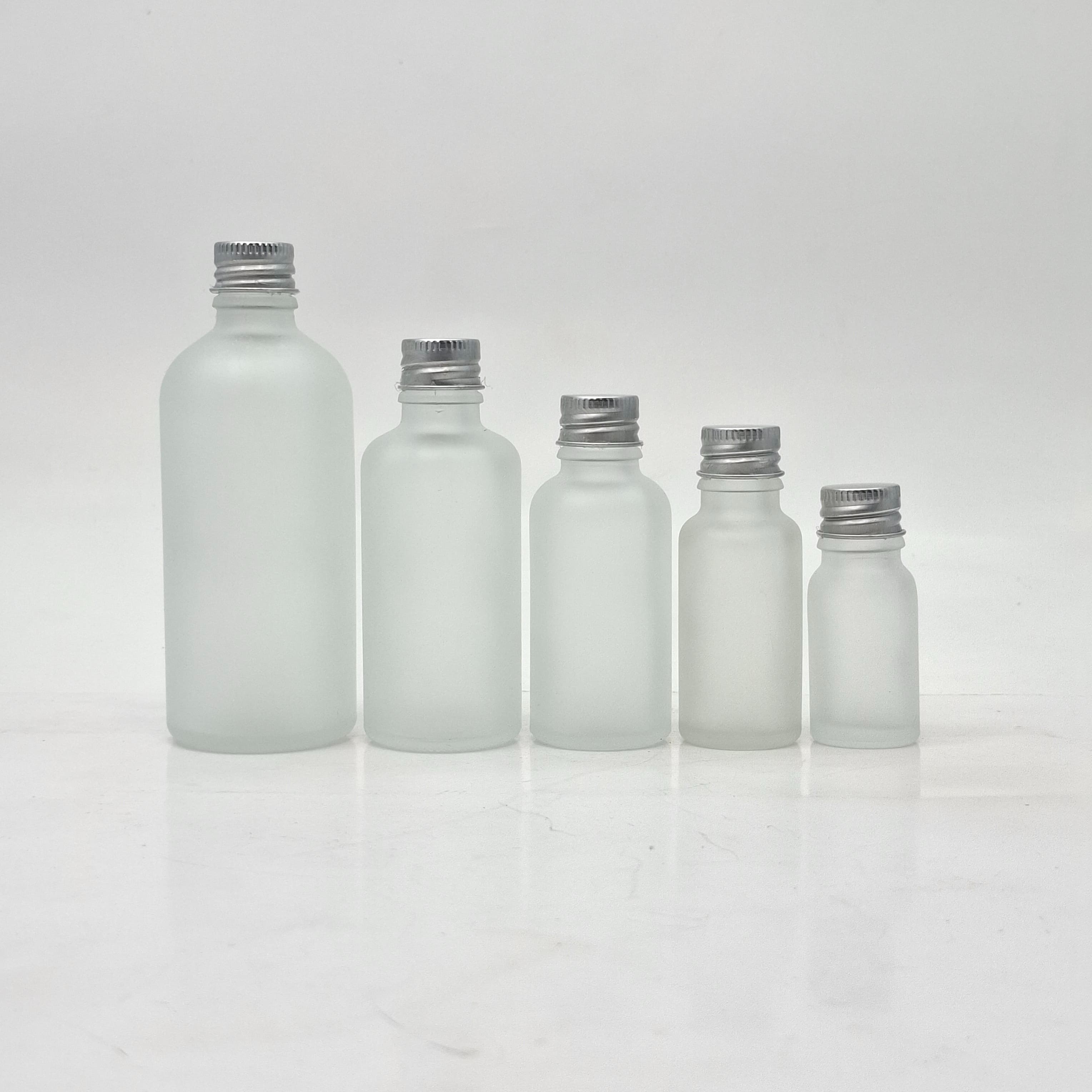 Thumbnail 2 of 100ml Frosted Glass Bottle - Alu Cap Silver 