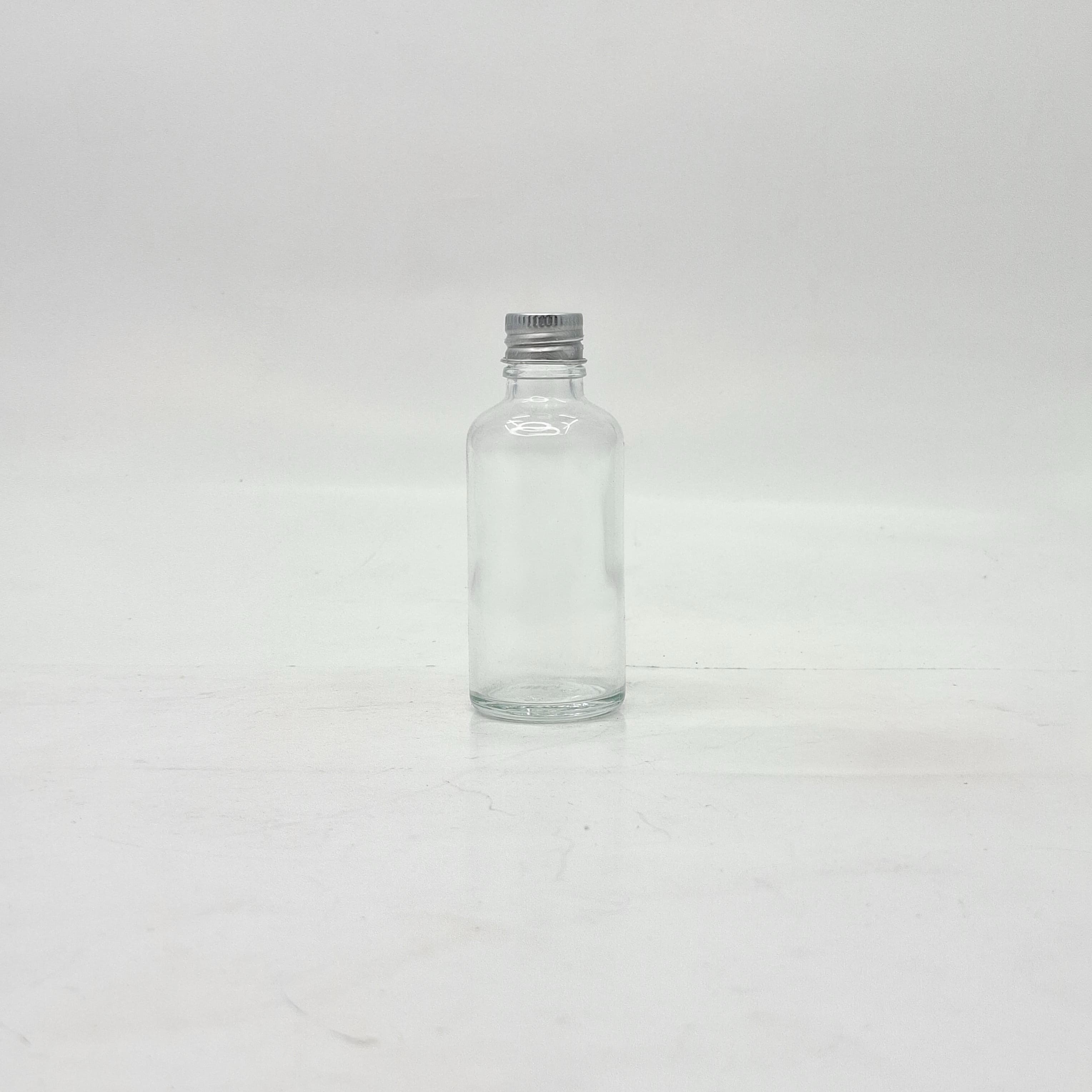 Main image of 50ml Clear Glass Bottle - Alu Cap Silver