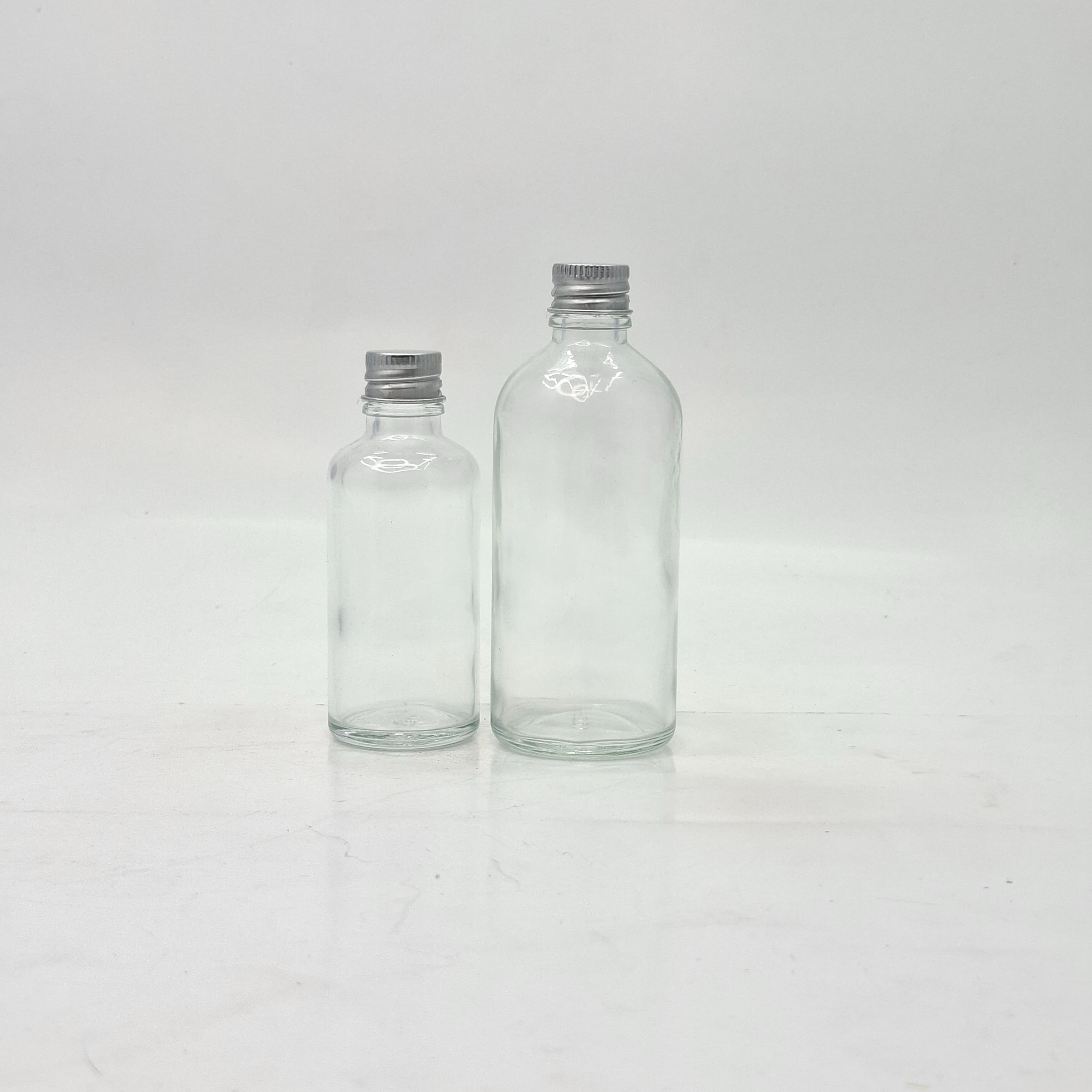 Thumbnail 2 of 100ml Clear Glass Bottle - Alu Cap Silver