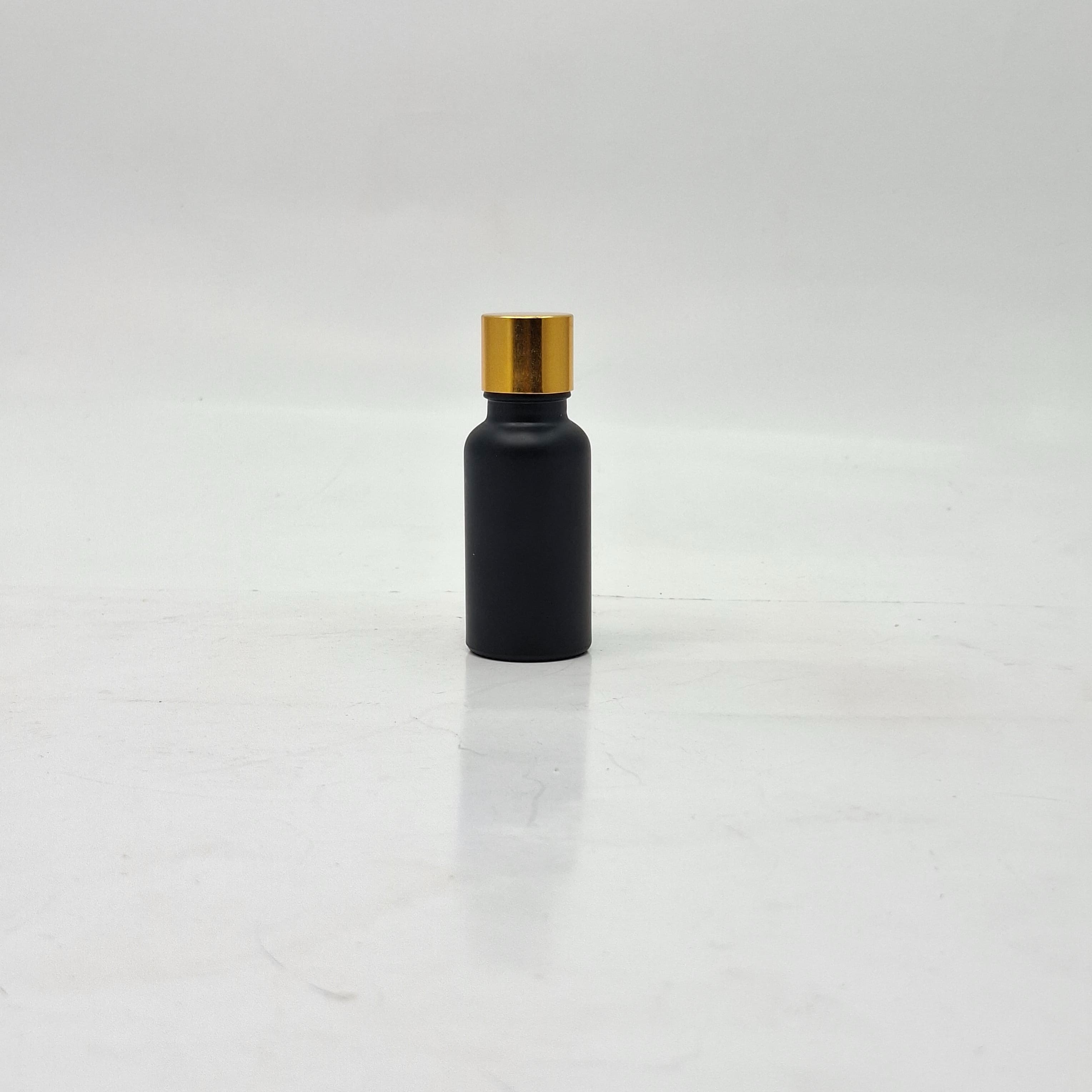 Main image of 20ml Black Glass Bottle -18mm Shine Gold Lid with insert