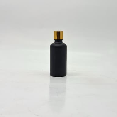 50ml Black Glass Bottle -18mm Shine Gold Lid with insert