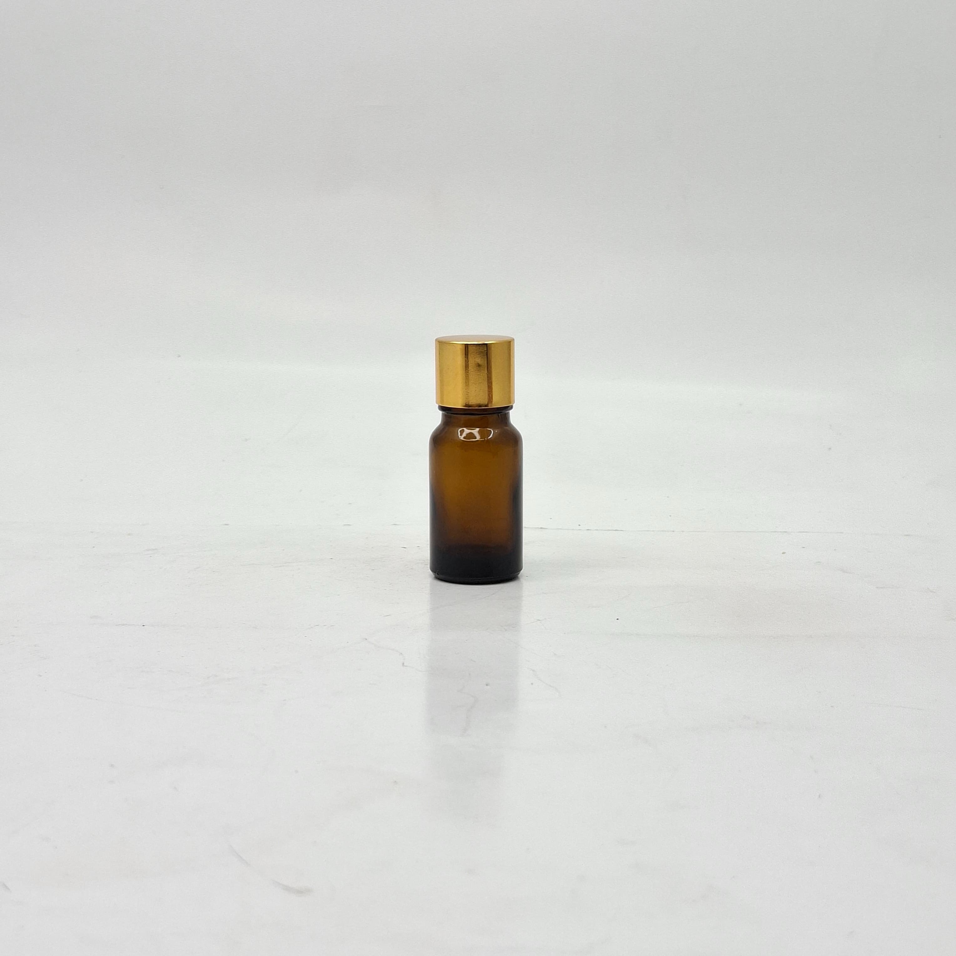 Main image of 10ml Amber Glass Bottle - 18mm Shine Gold Lid with insert