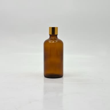 100ml Amber Glass Bottle -18mm Shine Gold Lid with insert