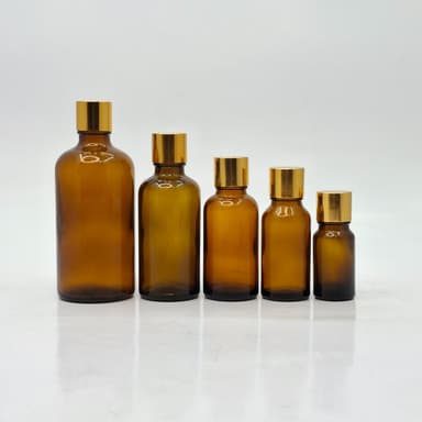 10ml-100ml Amber Glass Bottle - Shine Gold Lid
