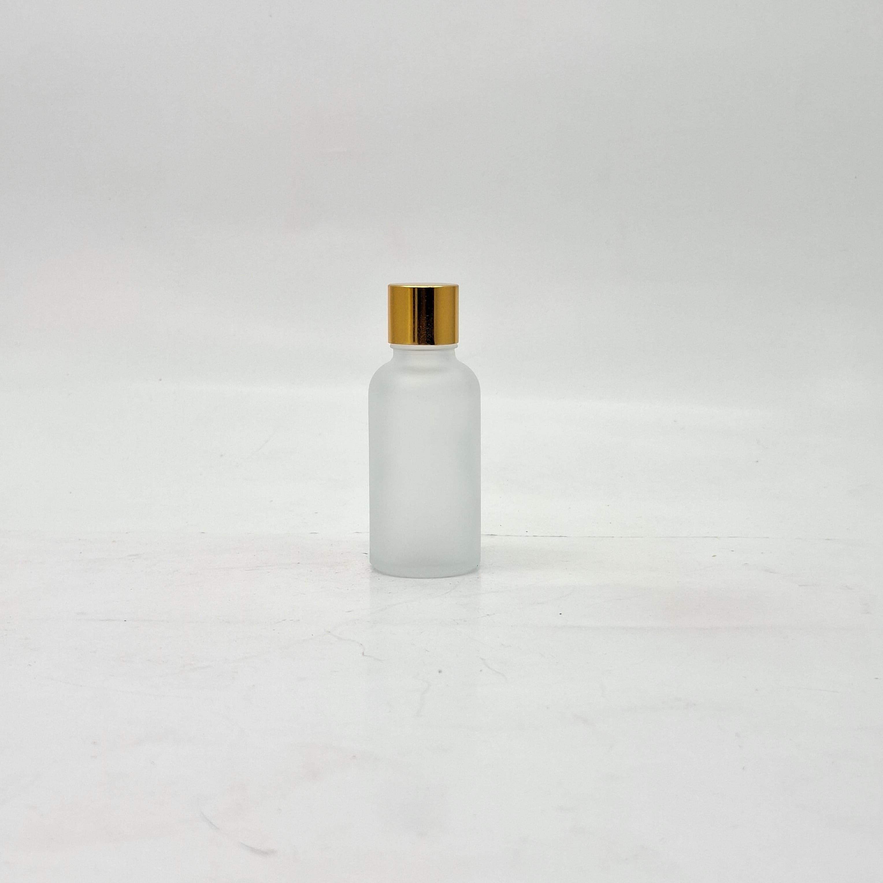Main image of 30ml Frosted Glass Bottle -18mm Shine Gold Lid with insert