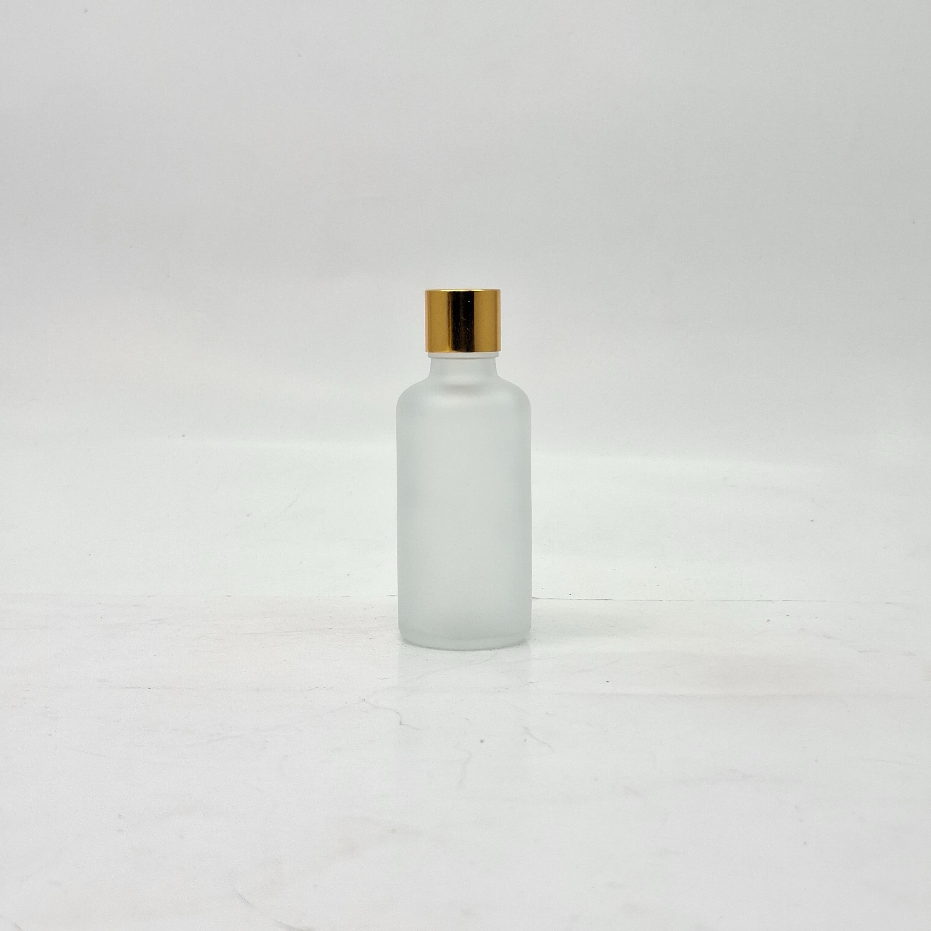Main image of 50ml Frosted Glass Bottle -18mm Shine Gold Lid with insert