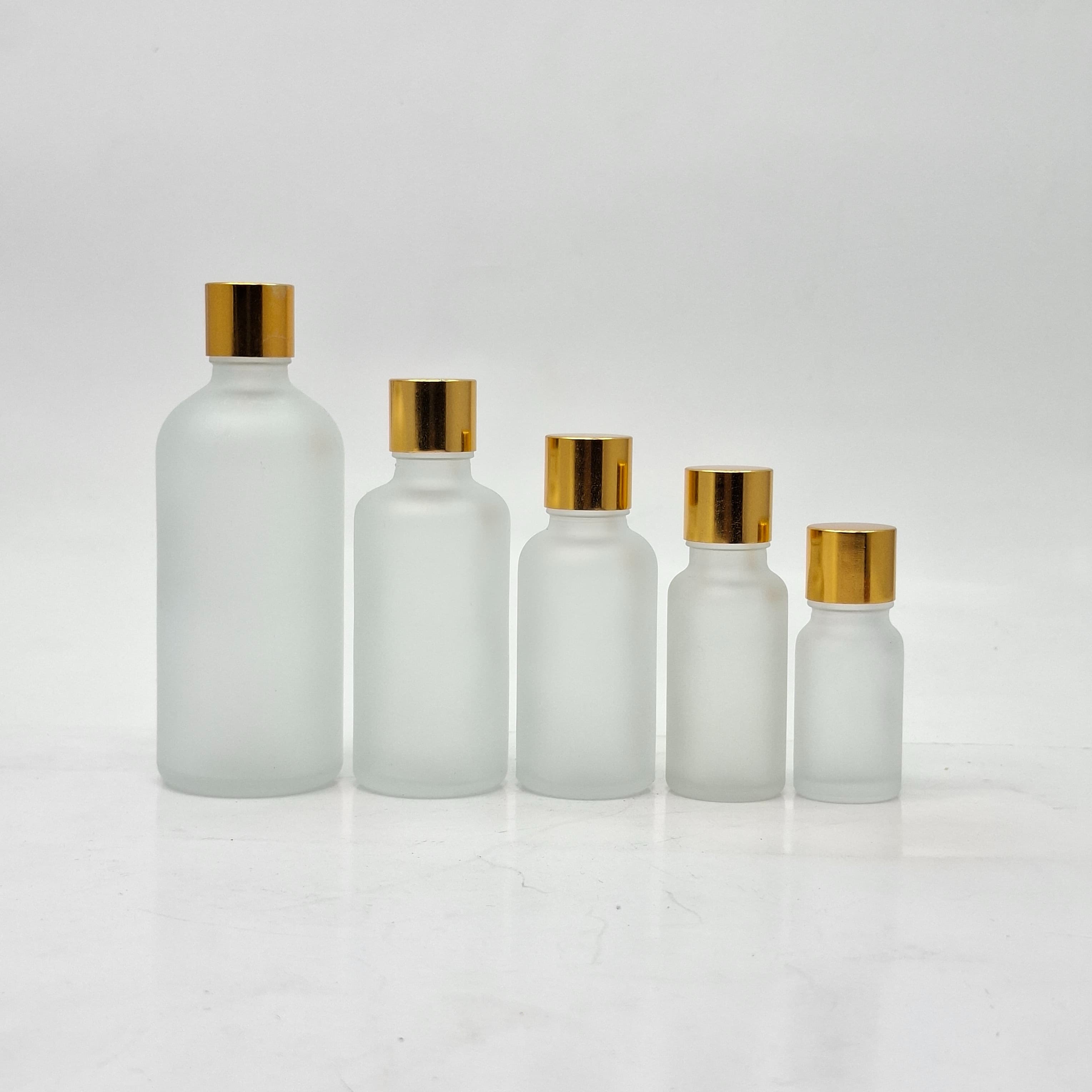 Thumbnail 2 of 50ml Frosted Glass Bottle -18mm Shine Gold Lid with insert