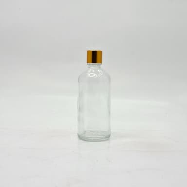 100ml Clear Glass Bottle -18mm Shine Gold Lid with insert