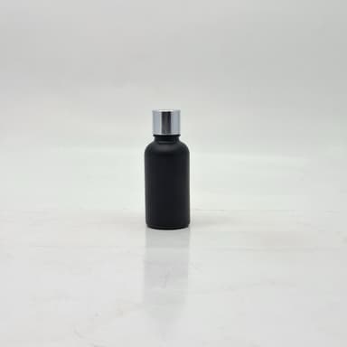 30ml Black Glass Bottle -18mm Shine Silver Lid with insert