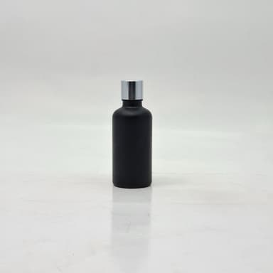50ml Black Glass Bottle -18mm Shine Silver Lid with insert