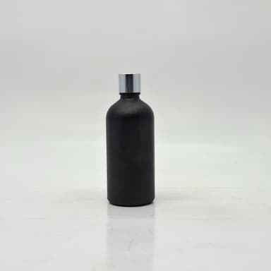 100ml Black Glass Bottle -18mm Shine Silver Lid with insert