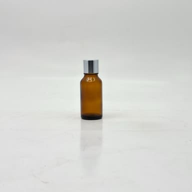 20ml Amber Glass Bottle -18mm Shine Silver Lid with insert