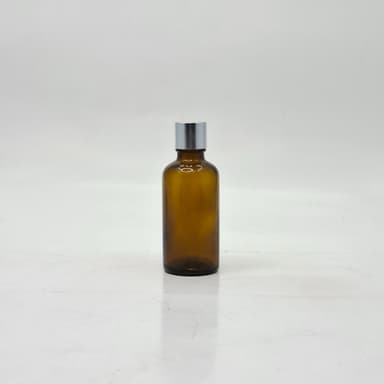 50ml Amber Glass Bottle -18mm Shine Silver Lid with insert