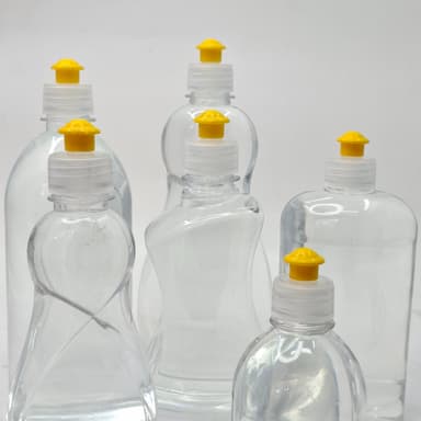300ml-750ml Clear Bottle- Push Pull Lid Yellow