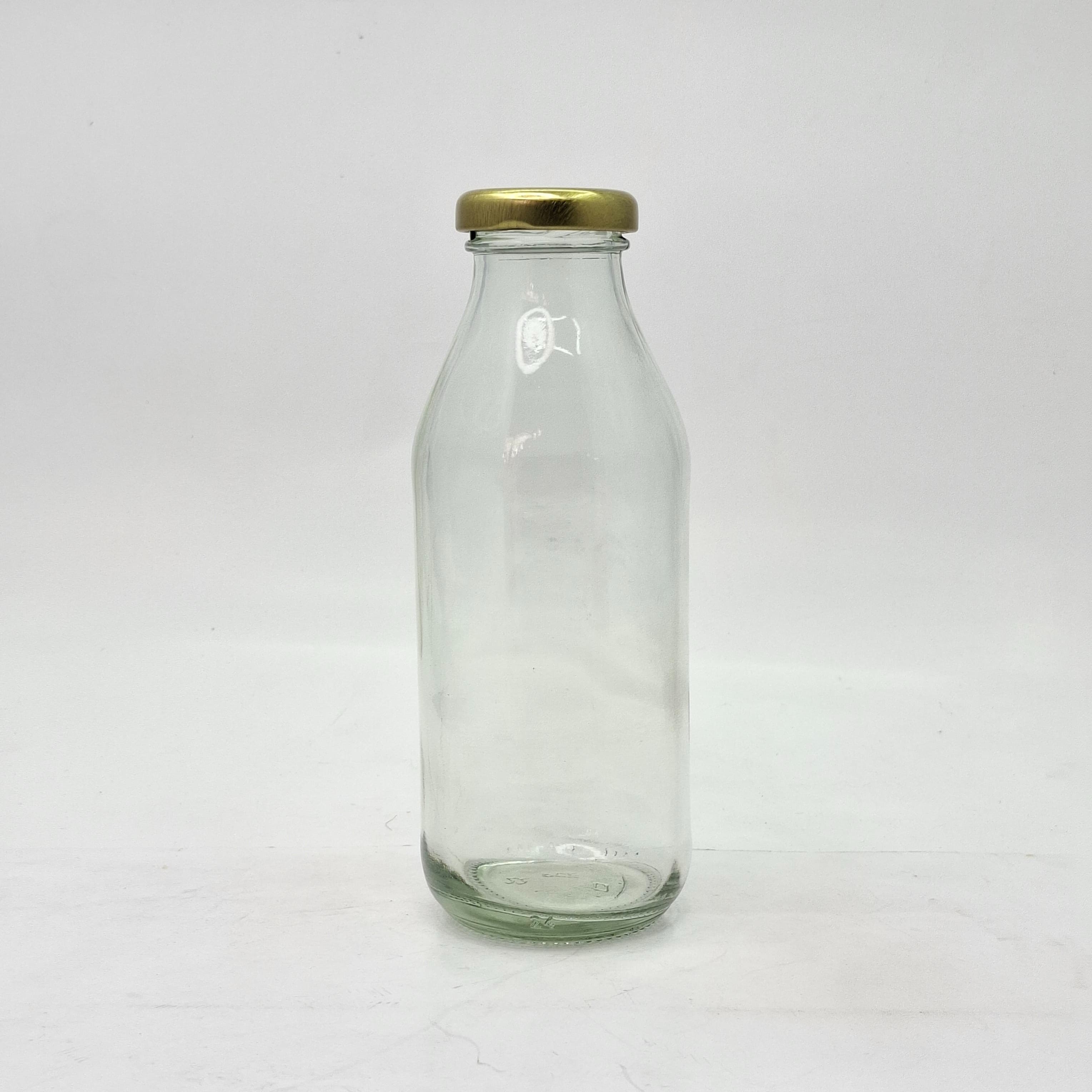 Main image of 370ml Clear Juice Glass Bottle - Lid Gold