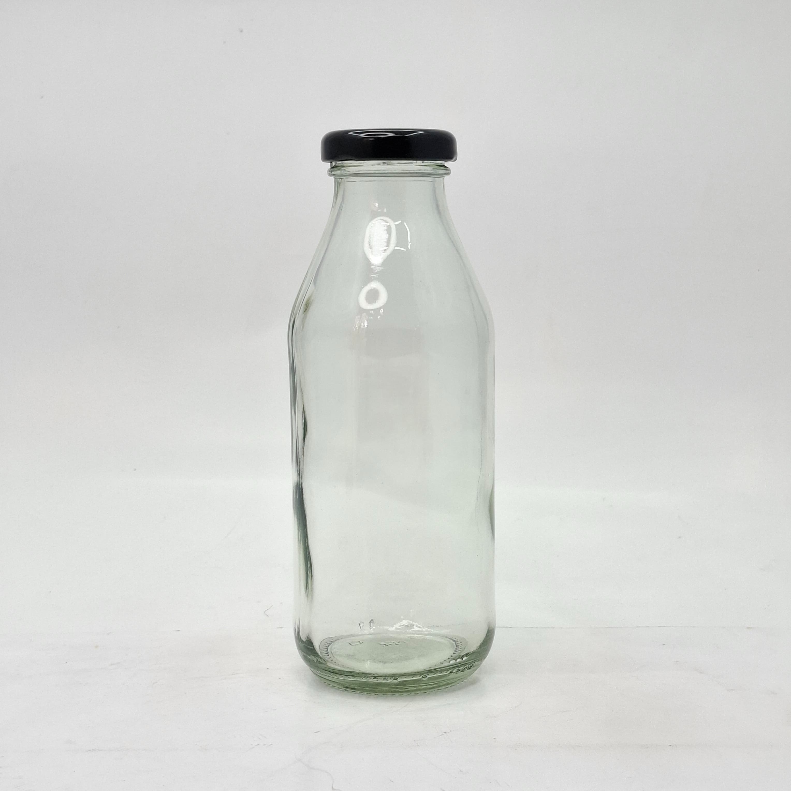 Main image of 370ml Clear Juice Glass Bottle - Black Lid
