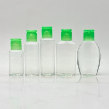 30ml-50ml Clear Bottle - Flip Top Lid Green