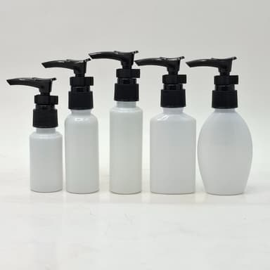 30ml-50ml White Bottle - Clip Pump Black