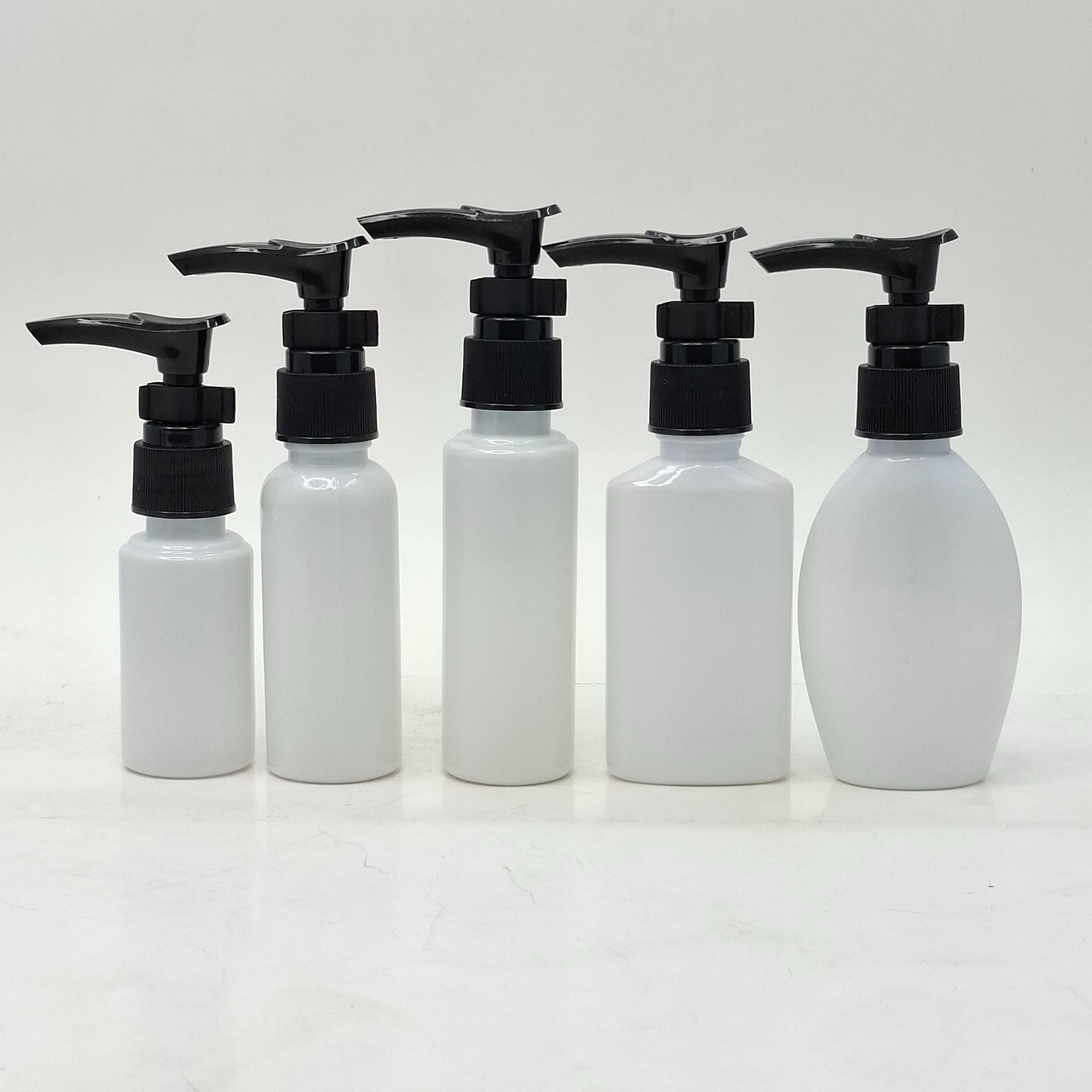 Main image of 30ml-50ml White Bottle - Clip Pump Black