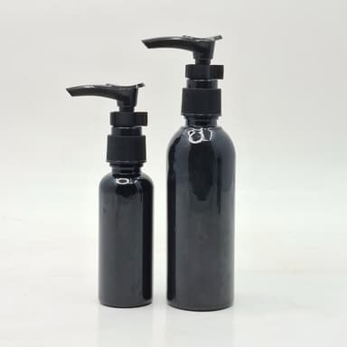 50ml-100ml Round Bottle Black - Clip Pump Black