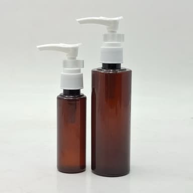 50ml-100ml Round Bottle Amber - Clip Pump White