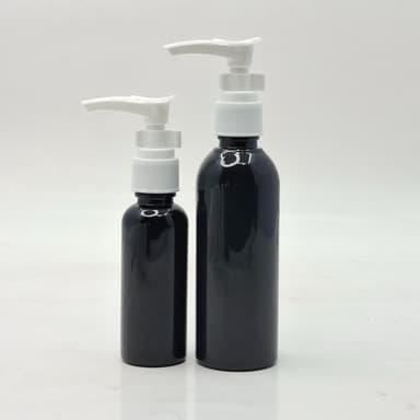 50ml-100ml Round Bottle Black - Clip Pump White