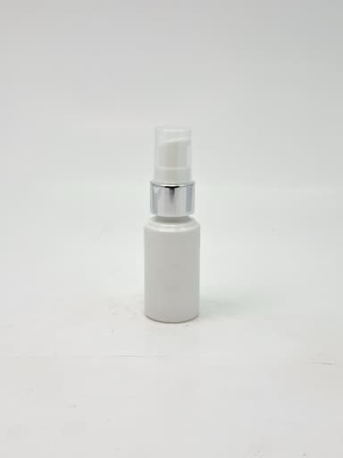 30ml Round Bottle White - Silver Pump