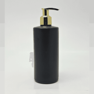 340ml Black HDPE Bottle - Gold Pump