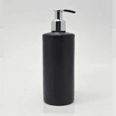 340ml Black HDPE Bottle - Silver Pump